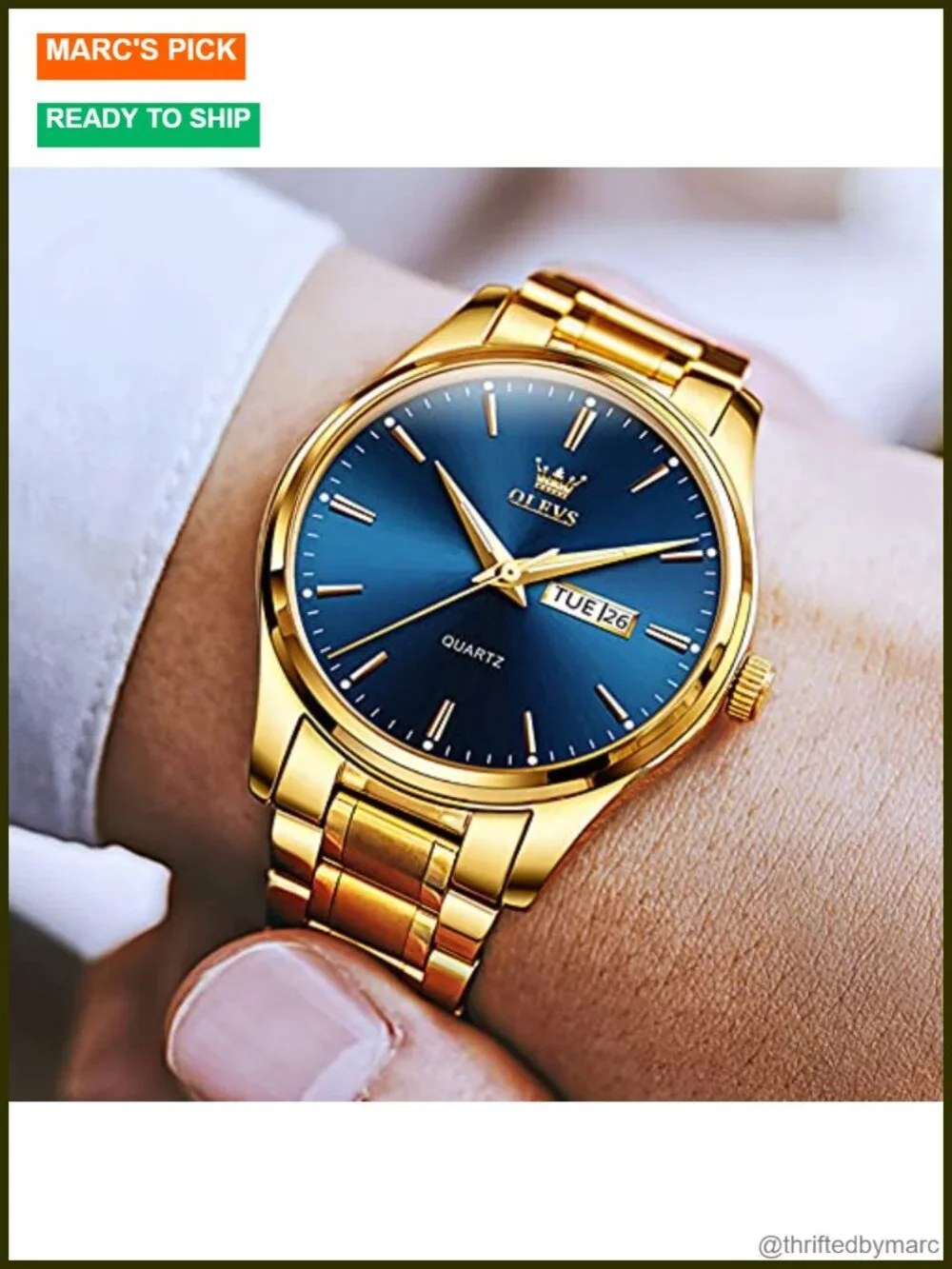 Luxury Stainless Steel Quartz Watch Day Date Luminous Water Resistant